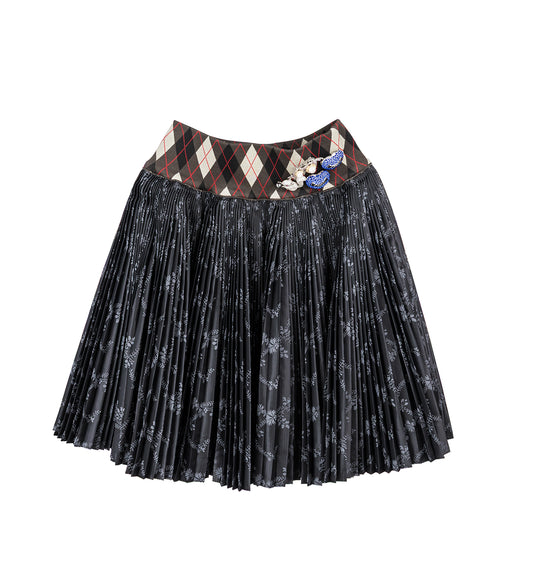 CRESCENT BLACK PLEATED SKIRT BLACK AND GREY