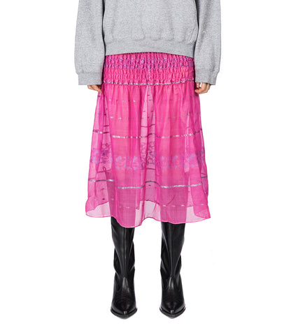 RECONSTITUED VINTAGE SILK MAXI SKIRT MULTI