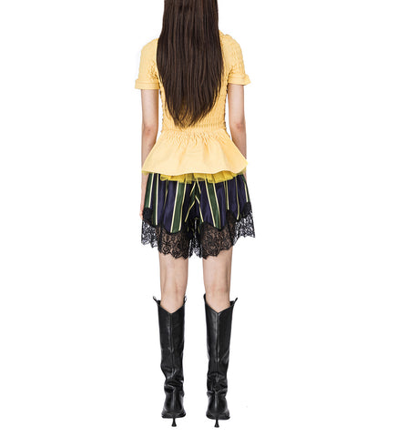 SHIRRED POLO BUSTLE SHIRT YELLOW