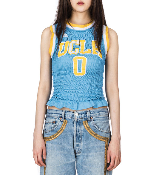 RECONSTITUTED SHIRRED BASKETBALL JERSEY MULTI SMALL