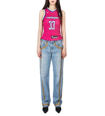 RECONSTITUTED SHIRRED BASKETBALL JERSEY MULTI MEDIUM#1