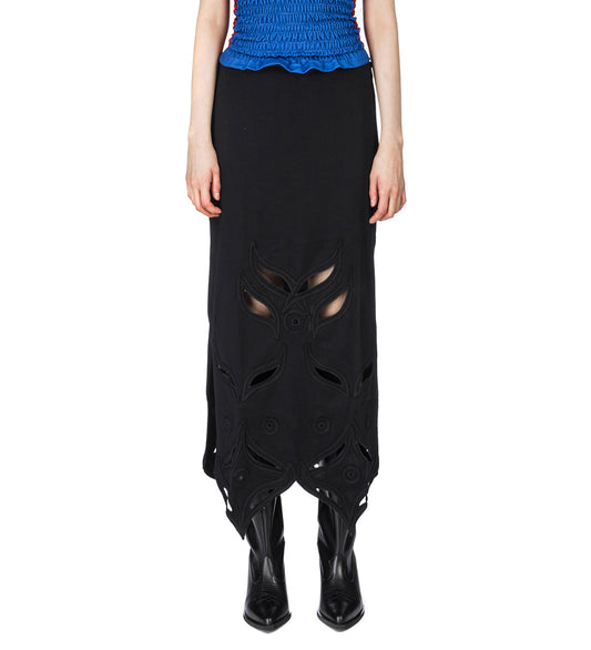 SCHIFFLI EMBROIDERY MAXI SKIRT BLACK