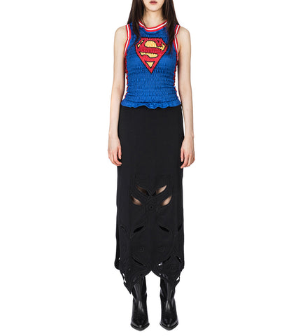 SCHIFFLI EMBROIDERY MAXI SKIRT BLACK