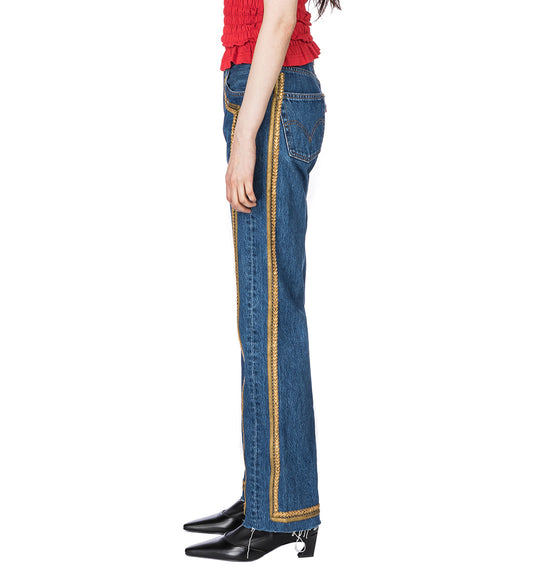 RECONSTITUTED DENIM BULLION JEAN BLUE XS