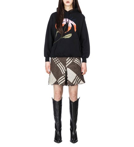 FLORAL EMBROIDERY DEADSTOCK HOODIE BLACK