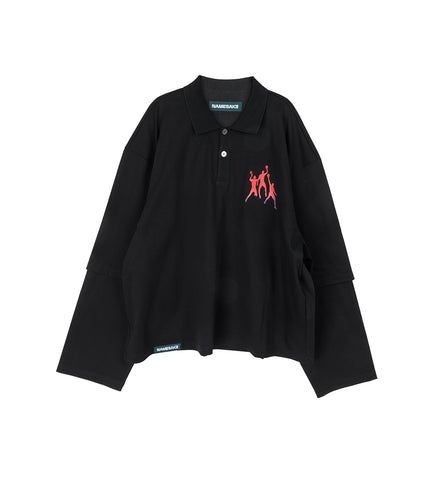 RICHARD OVERSIZED BIG 3 DOUBLE SLEEVE POLO EUPHORIC BLACK