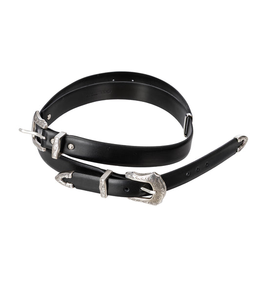 DOUBLE BUCKLE BELT BLACK