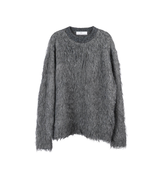 SHAGGY KNIT PULLOVER GRAY