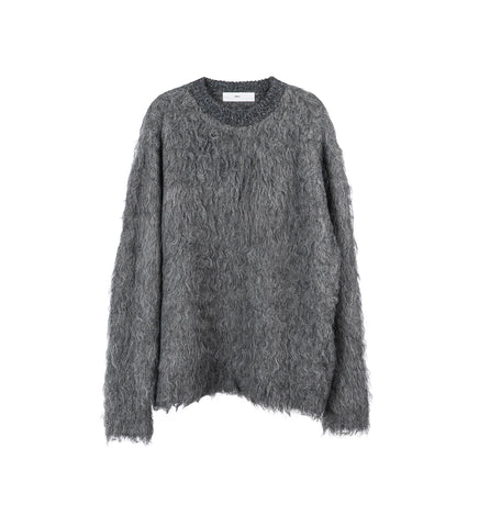 SHAGGY KNIT PULLOVER GRAY