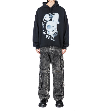 CARGO PANTS W ZIP POCKET WASH BLACK