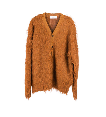 SHAGGY KNIT CARDIGAN BROWN
