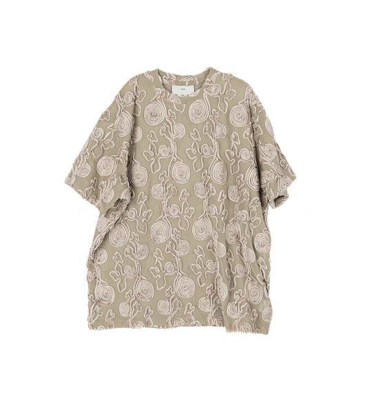 EMBROIDERED BOXY TEE BEIGE
