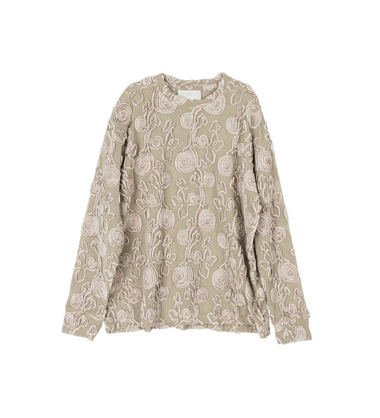 EMBROIDERED L/S TEE BEIGE
