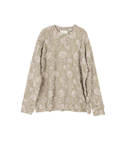 EMBROIDERED L/S TEE BEIGE