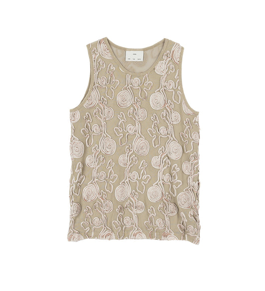 EMBROIDERED TANK BEIGE