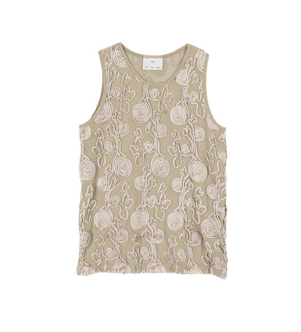 EMBROIDERED TANK BEIGE