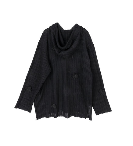DAISY RAW PATCH POCKET HOODIE BLACK