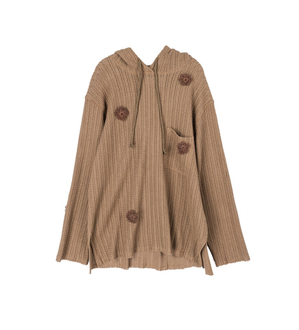 DAISY RAW PATCH POCKET HOODIE SAND