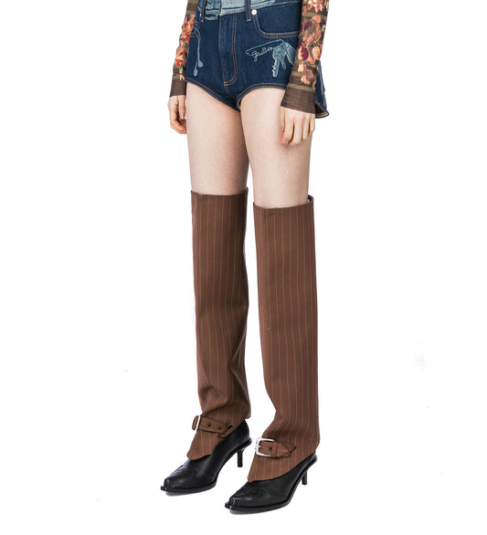 CHAPS WITH BELT DETAIL BROWN/LIGHT BLUE