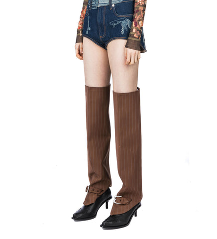 CHAPS WITH BELT DETAIL BROWN/LIGHT BLUE