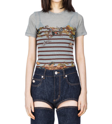 MESH BABY TEE PRINTED MARINIERE GRAPE LIGHT BLUE/MULTI