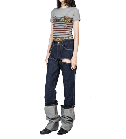 MESH BABY TEE PRINTED MARINIERE GRAPE LIGHT BLUE/MULTI