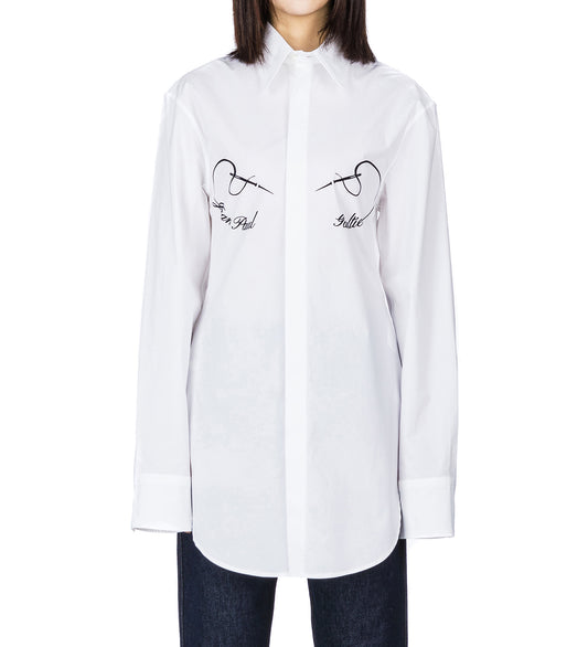 SHIRT WITH NEEDLES JEAN PAUL GAULTIER FLOCK PRINT WHITE/BLACK
