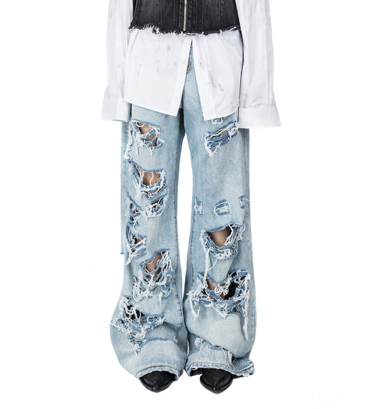 RAGGED JEANS LIGHT WASH