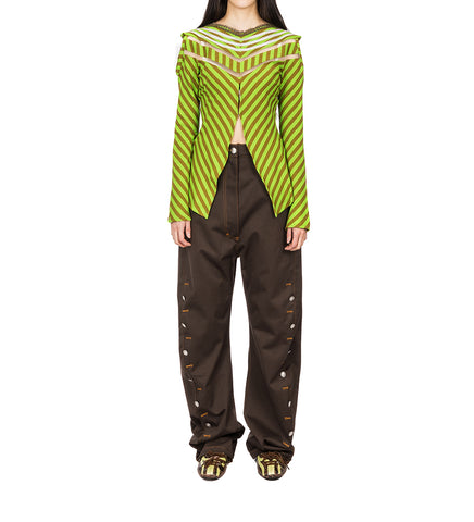PANOPLY TOP GREEN STRIPE/ROSE PINK