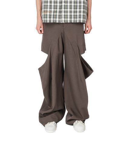 JALEN DRAPE SUITING TROUSERS SHIITAKE BROWN