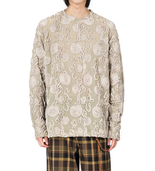 EMBROIDERED L/S TEE BEIGE