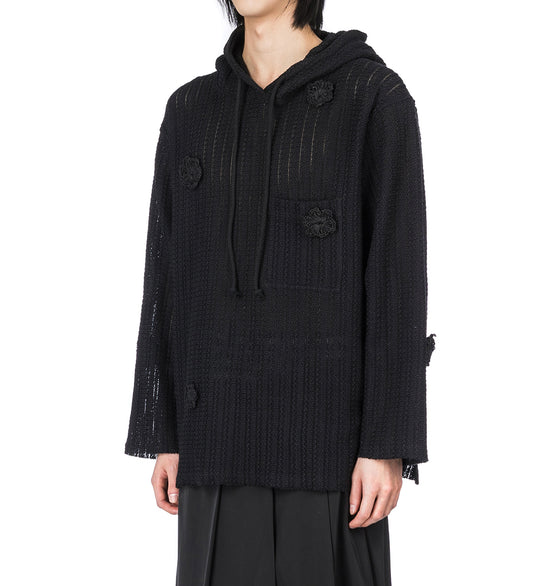 DAISY RAW PATCH POCKET HOODIE BLACK