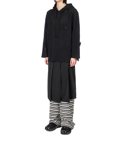 DAISY RAW PATCH POCKET HOODIE BLACK