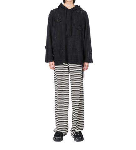DAISY RAW PATCH POCKET HOODIE BLACK