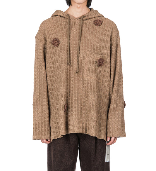 DAISY RAW PATCH POCKET HOODIE SAND