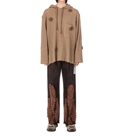 DAISY RAW PATCH POCKET HOODIE SAND