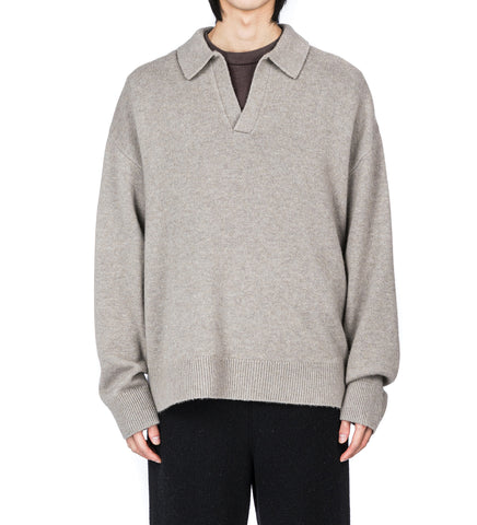 BRUSHED POLO SWEATER FOG