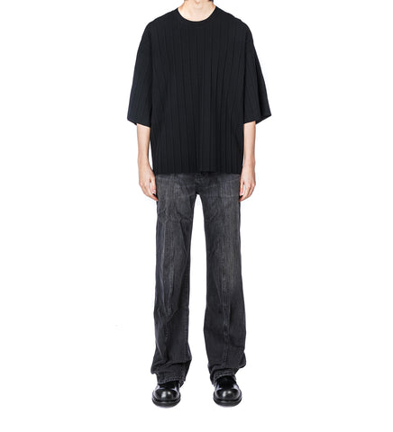 PLEATED TEE BLACK
