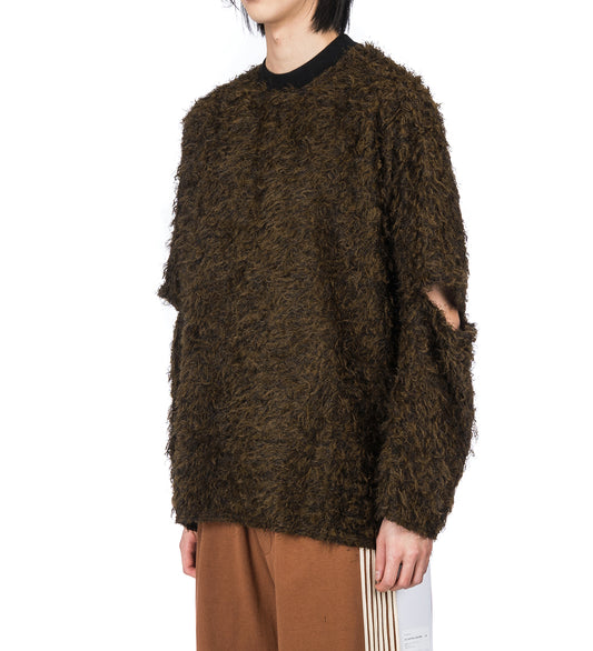 SPLIT SLEEVE PULLOVER BLACK/BROWN