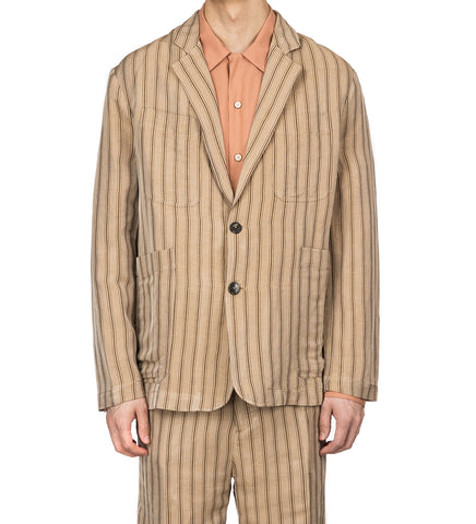 CMMN SWDN TROY SINGLE BREASTED BLAZER SAND STRIPE