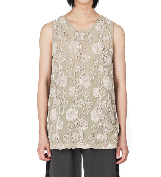 EMBROIDERED TANK BEIGE