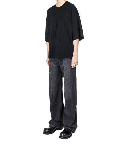PLEATED TEE BLACK
