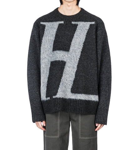 H LOGO CREWNECK SWEATER GRAPHITE