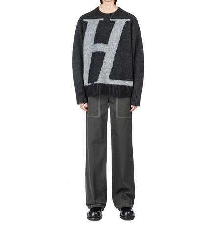 H LOGO CREWNECK SWEATER GRAPHITE