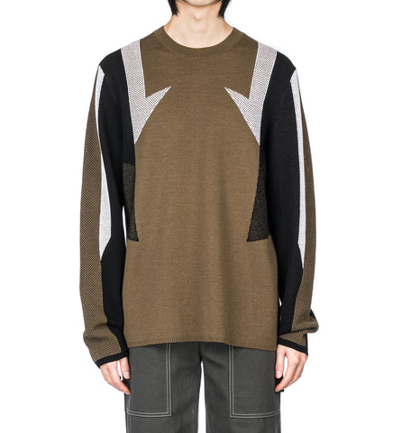 SPORT CREWNECK SWEATER BLACK/IVORY/COGNAC