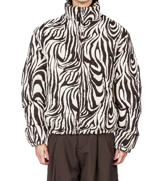 QUILTED PUFFER ZEBRA PRINT