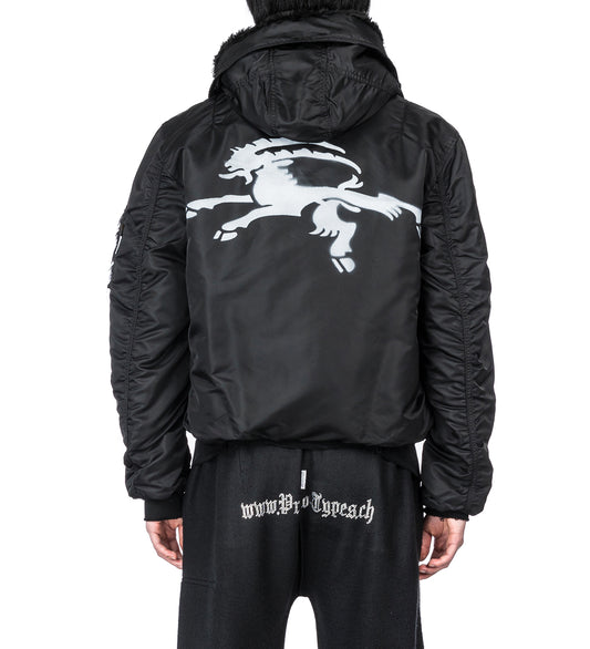 PROTOTYPES X ALPHA INDUSTIRES FIXED HOOD BOMBER NAVY