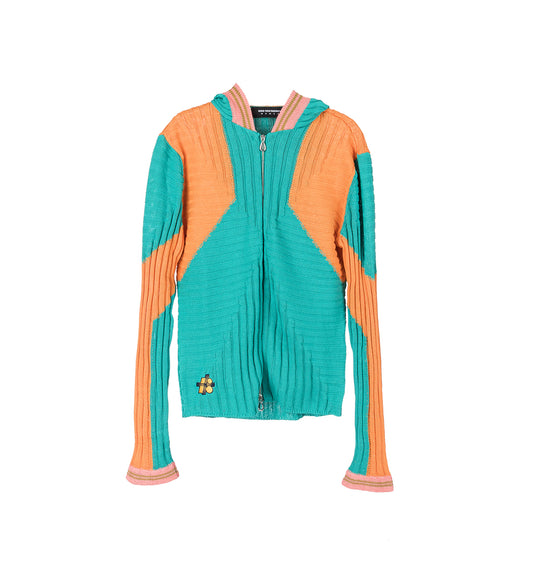 QUIMBY FITTED HOODED KNIT LAGOON/AMBER GLOW
