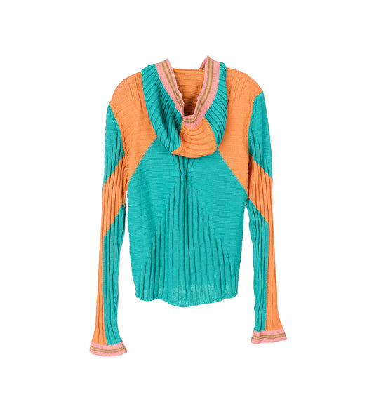 QUIMBY FITTED HOODED KNIT LAGOON/AMBER GLOW