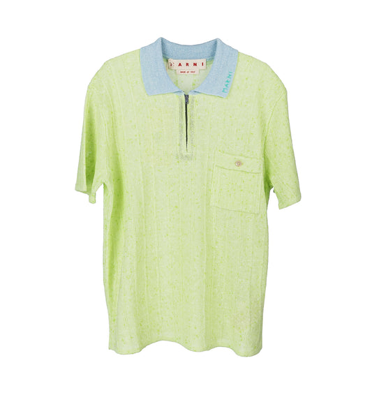 LOGO COLLAR ZIP KNIT LIME